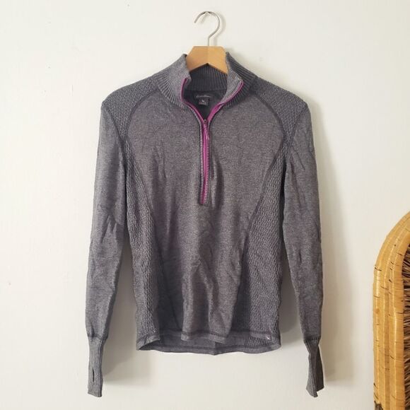 Eddie Bauer Half Zip Pullover Gray Purple S - Picture 1 of 10